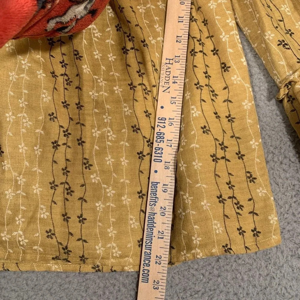 Umgee Blouse Gold Yellow Embroidered Flower‎ Vines Bell Sleeves Medium M - Picture 9 of 10